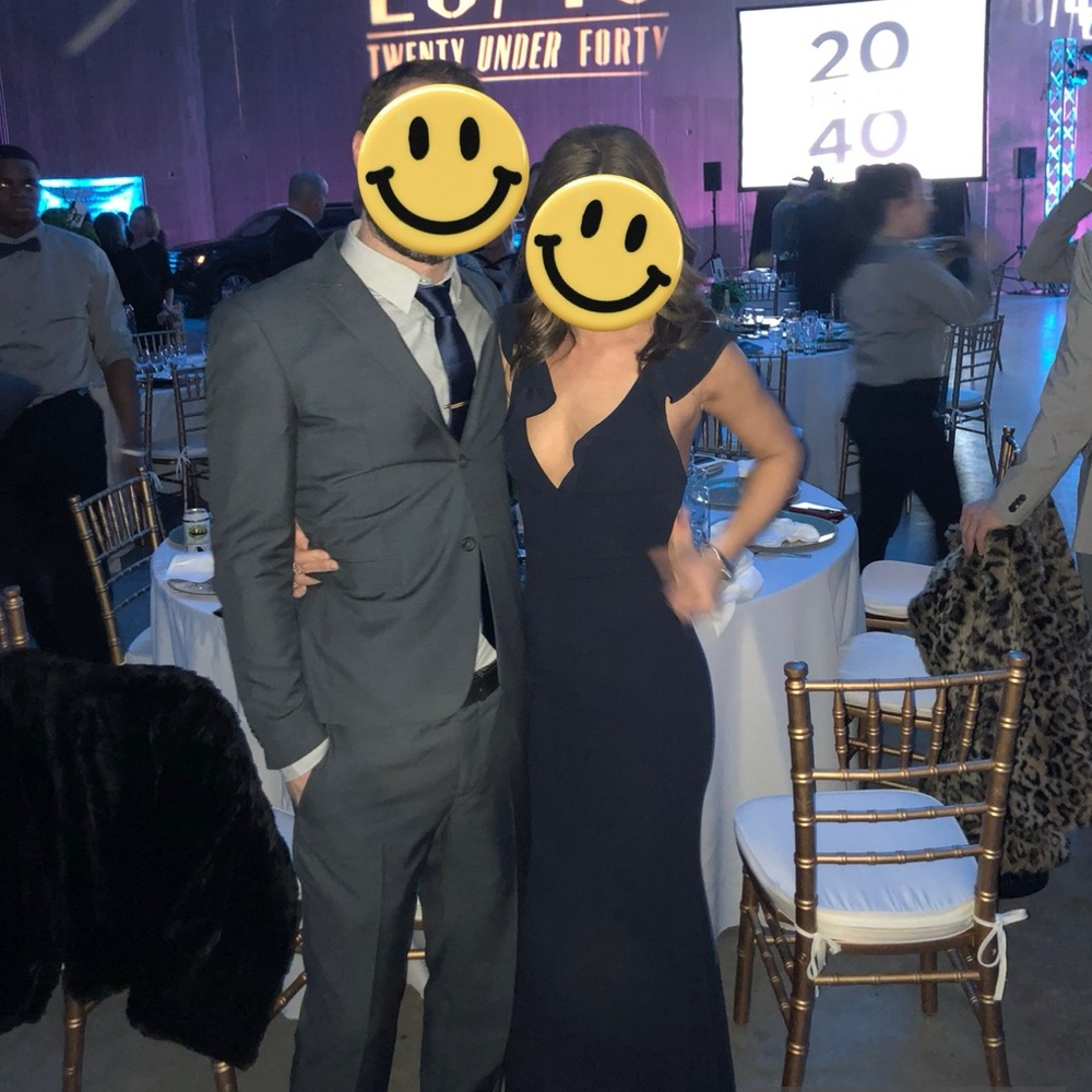 Lulu’s XS navy v neck maxi dress.